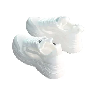 Summer Hollow Out Korean Version Versatile Lightweight Women’s Mesh Breathable Sports Leisure Peep Toe Bow Button Closure Shoes