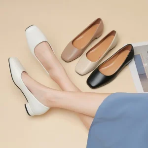Summer Korean Style Square Toe Flat Women’s Slip-On Fashion Work Shoes