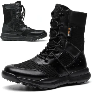 Summer Men’s Women’s Breathable Hiking Boots Side Zipper Tactical Boots Outdoor Lightweight High Top Desert Boots