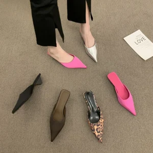 Summer New Bao Head Flip Flops Mueller Slipper Women Low Heels Square Head Half Drag Elegant Sexy Sandals