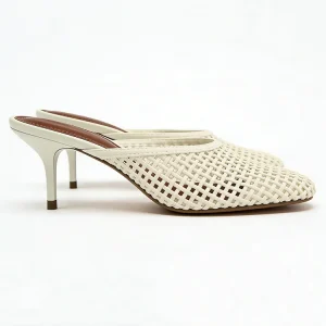 Summer New Designs Ladies Round Toe Stiletto Mules Weaving High Heel Mules Slippers