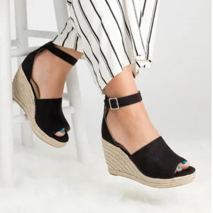 Summer New European and American Foreign Trade Slope Heel Buckle Women’s Sandals Manufacturers Women’s Shoes