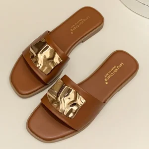 Summer New Exquisite Flat Sandals Women’s Head Roman Flat Slippers