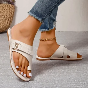Summer New Fashion Large sized Women’s Flat Sandals Casual Simple Anti slip Slippers Women’s Shoes