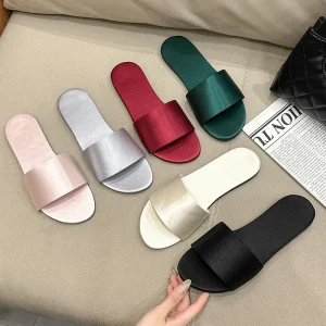 Summer New Home for Women’s Korean Style Flat Soled Wedding Morning Robe Outfit Sandals PU Lightweight Non Slip Rubber