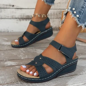 Summer New Plus Size Sandals Womens Wedge Platform Size Word Belt 231