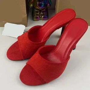 Summer New Red Sexy High Heel Slippers Fashionable Casual Fine Heel Women’s Sandals