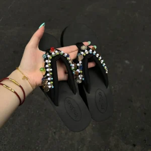 Summer New Style Ethnic Trendy EVA Outdoor Height Increasing Platform Toe Flip Flops Fashionable Colorful Slip On