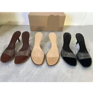 Summer New Style Slip On Stiletto Heels Women’s PU Transparent Strap Outwear Fashion Open Toe Backless Sandals