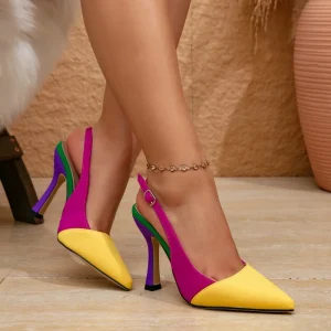 Summer New Style of Fashionable and Elegant Two tone Pointed toe Stiletto High heeled Women’s High heeled Single Shoes