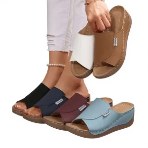 Summer New Wedge Slippers European American Fashion Fish Mouth Sandals Lightweight Beach Women’s Spot Slip On Rubber Outsole