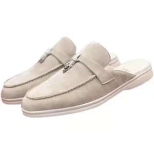 Summer New Women’s Genuine Leather Toe Cap Half Slip Outer Wear Slip On Mule Lazy Shoes Fashion Trend Slippers