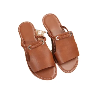 Summer New Women’s Solid Color Woven Simple Daily Beach slippers