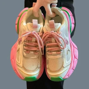 Summer New Women’s Super Popular Candy Color Chunky Shoes Thick Soled Dad Sneakers Versatile Casual Matched