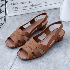 Summer Outdoor Women’s Sandals New Fashion Solid Color Low Heel Casual Women’s Shoes Hollow Flat Beach Sandals