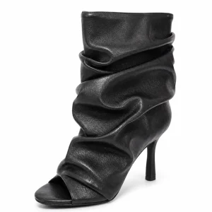Summer Peep Toe Dress Sandals Shoes Stiletto High Top Ankle Boots Women’s Pleated Upper Short Boots