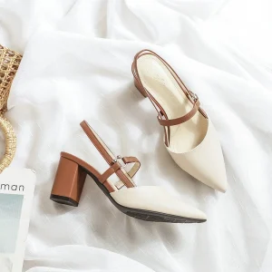 Summer Pointed High Heels Fashion Coarse Heels Women’s Banquet Work Single Shoes Women’s Sandals