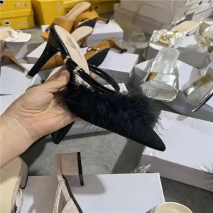 Summer Pu Outsole Pumps Fashion Women’s Shoes Luxury Women High Heels Sandal Pumps Shoes Open Toe Heel up Women Heeled Sandals