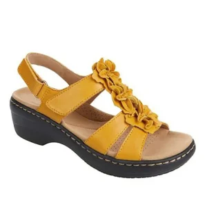 Summer Sandals New European American Hollowed-out Wedge Peep-toe Flower Casual Comfortable Slingback PU Upper Women’s Large