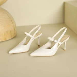 Summer Series Burgundy Baotou Women’s Outdoor Sexy French Hollow Back Design Pointed Stiletto Height Increasing Sandals