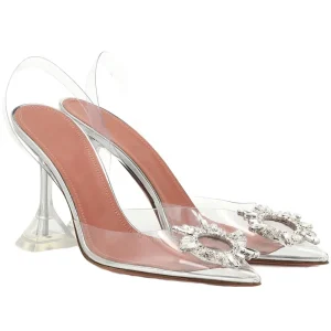 Summer Transparent High Heel Shoes Women’s Pointed Toe Slingback Sandals