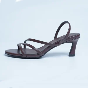 Summer Women Brown Strap Round Open Toe Slingback Sandal