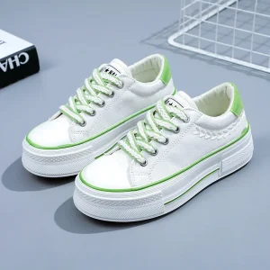 Summer Women’s Breathable Canvas Running Shoes White Soft Soled