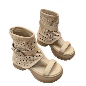 Summer Women’s Fish Beak Slides Sandals Girl Thick Bottom Soft Sole Shoes Outdoor Roman Beach Sandals