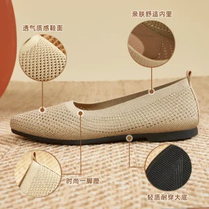 Summer Women’s Flats Pointed Toe Breathable Hollow Out Casual Shoes Solid Color Soft Fabric Loafers French Style Comfort Shoes