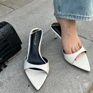 Summer Women’s High-Heeled Sandals 7cm Stiletto Heel Patent Leather Pointed Toe Breathable Comfortable