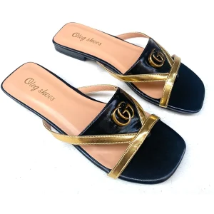 Summer Women’s Open Toe Flat Sandals Breathable Fashion Trend Dressy Comfortable PU Upper Beach Slides Black