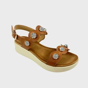 Summer Women’s Platform Wedge Heel Sandals with Stones Decorative Round Open Toe Breathable Chunky Slides Sandals