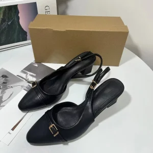 Summer Women’s Shoes Belt Baotou High Heel Sandals One Line Thick Mule