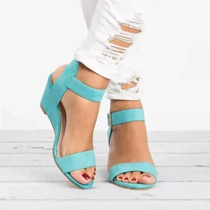 Summer Women’s Shoes New Wedge Heel Buckle Sandals Large Comfortable Sandals Daily Casual Style