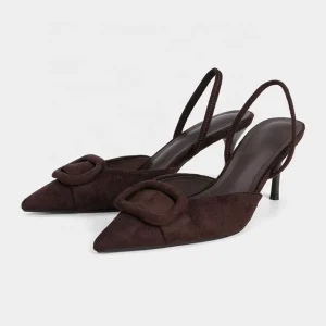 Summer Women’s Shoes With Pointed Toes Exposed Heels Brown High Heels Fashionable Casual Banquet Work Slim Heels Women’s Sanda