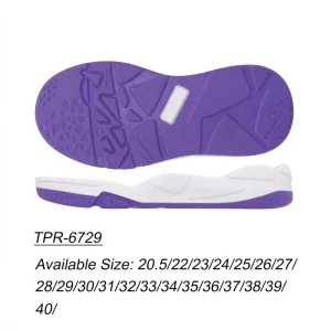 TPR Kids Light Sport Running Shoe Sole Purple White Color Block Zoned Triangular Non Slip Tread OutSole Custom Logo Available