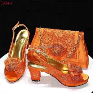 TX54 Heel Slipper Shoes Printed Leather 8cm Women Shoes Pumps With Matching Clutch Bags Sets 38-43