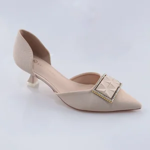 Taiyu Women’s Shoes Closed Toe Design Light Elegant Buckle With Metal Diamonds Thin High Heel Femme Wedding Dress Shoes