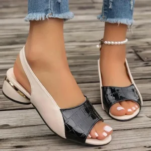 Thick Heeled Sandals Fish Mouth Oversized Shoes Summer New Soft Leather Women’s Sandals Femme Sandalias De Mujer
