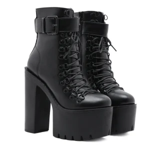 Thick Sole Boots Fashion Shoes Female High Heels Platform Boots for Women New Arrival Women Black Shoes
