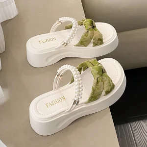 Thick-Soled Anti-Slip Slip-On Height-Increasing Women’s Summer Outdoor Flat Sandals French-Style