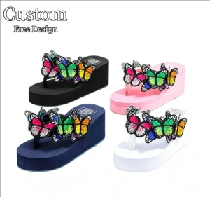 Thick Soled High heeled Slippers for Women Open Toed Wedge Thick Heels Sandals Wearing Outdoors Soft Bottom Women’s Flip flops