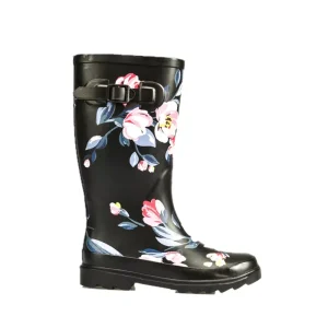 Thick Wear Resistant Flower Rubber Women’s Lightweight Waterproof Rain Boots with Custom Printing