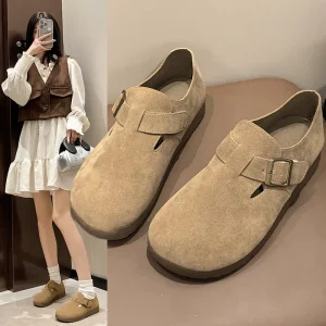 Thick soled Rubber Outsole Stretch Fabric Upper Birkens Women Summer Autumn New Style T strap Loafers Slip on All inclusive
