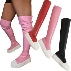 Thigh High Boots Flat Mid Long Tube Over the Knee Platform Thick Soled Women’s Boots Women Shoes
