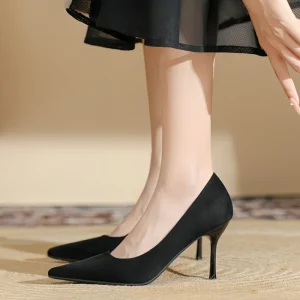 Thin Heel Fashion Office Ladies Heels Work Slip On Closed Toe Pointed Toe Dinner Dress High Heels Shoes for Women
