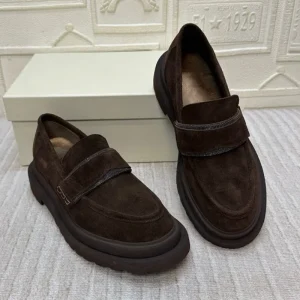 Top Version BC Spring Autumn New Handmade Beaded Loafers Women’s Suede Breathable Height Increasing Thick Soled Slip On Shoes
