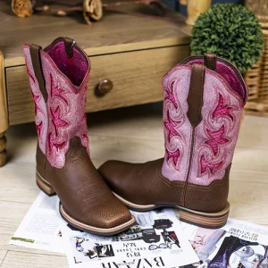 Trendy Genuine Leather Cowboy Boots for Women Goodyear Welted Square Toe Desert Shoes Female Flat Western Ankle Boots Work Shoes