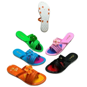 Trendy Women’s 3D Flower Accented PVC Slide Sandals Open Toe Anti Slip Waterproof Summer Outdoor for Beach Casual Outings