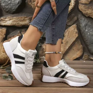 Trendy Women’s Breathable Height Increasing Platform Walking Shoes Lightweight Casual Lace-Up Sneakers